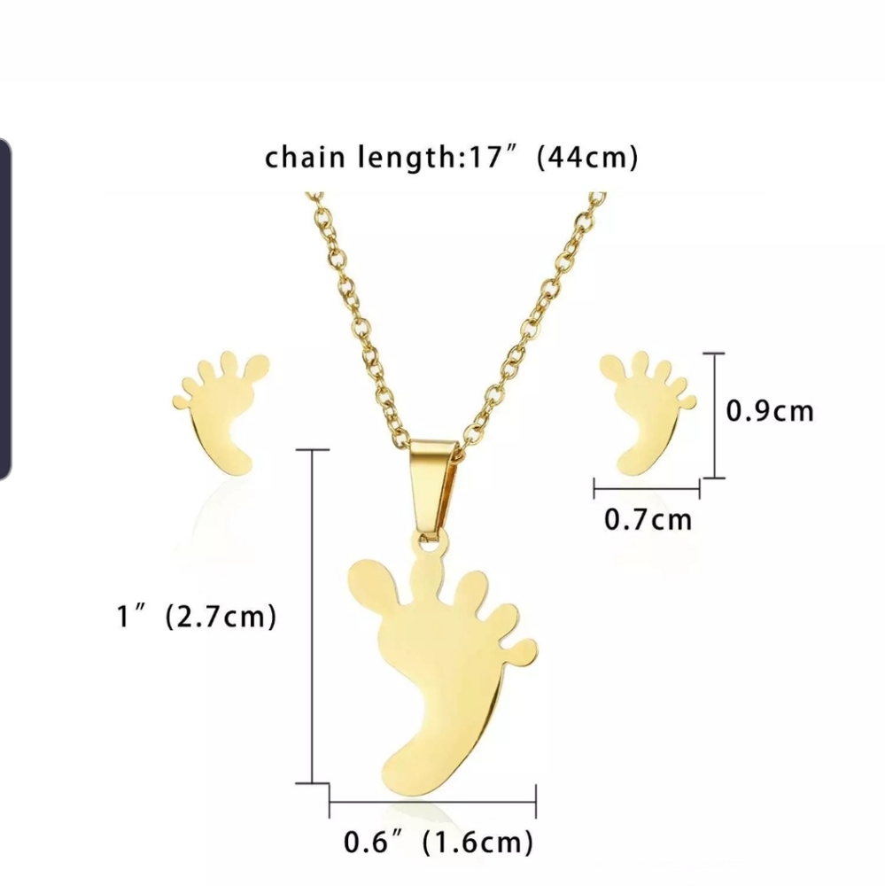 Stainless Steel Foot Shape Stud Earrings Charm Nec